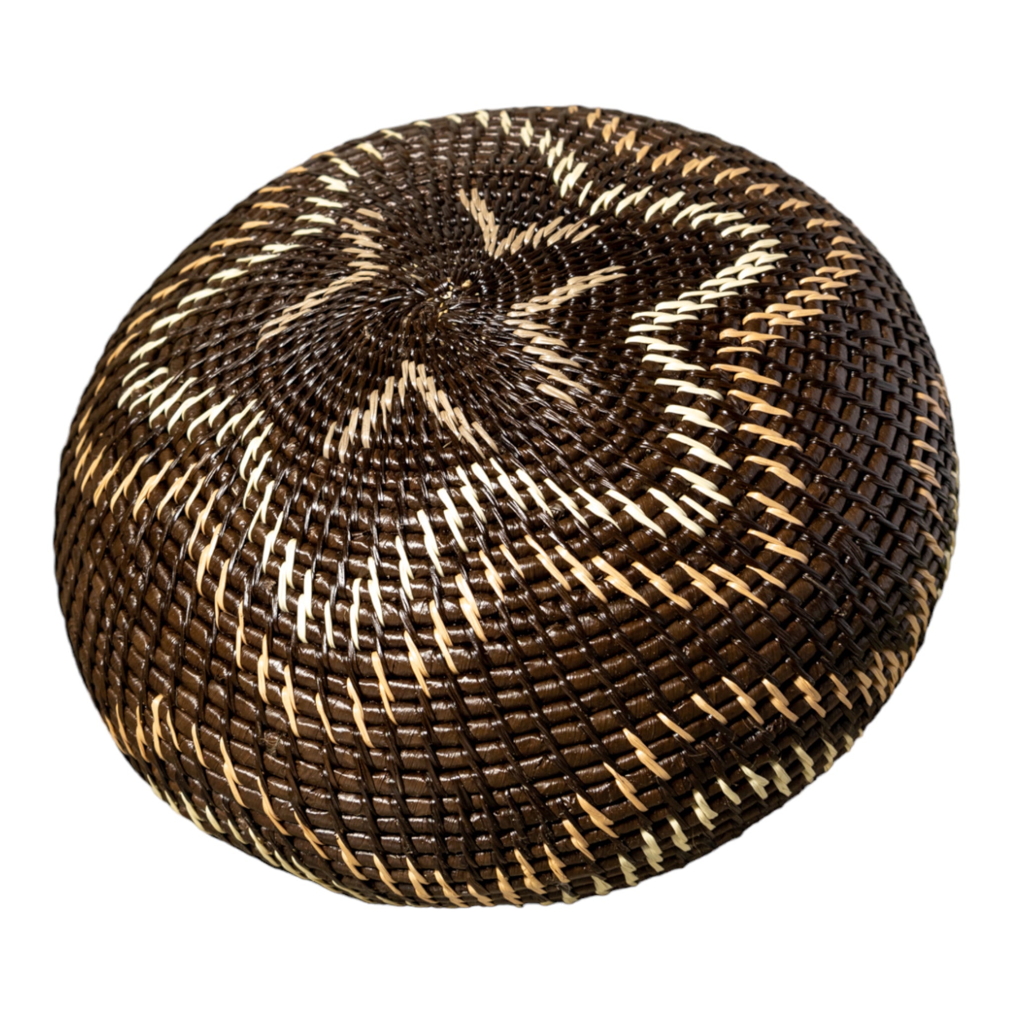 Brown Forest Dazzle Waves Woven Basket With Top