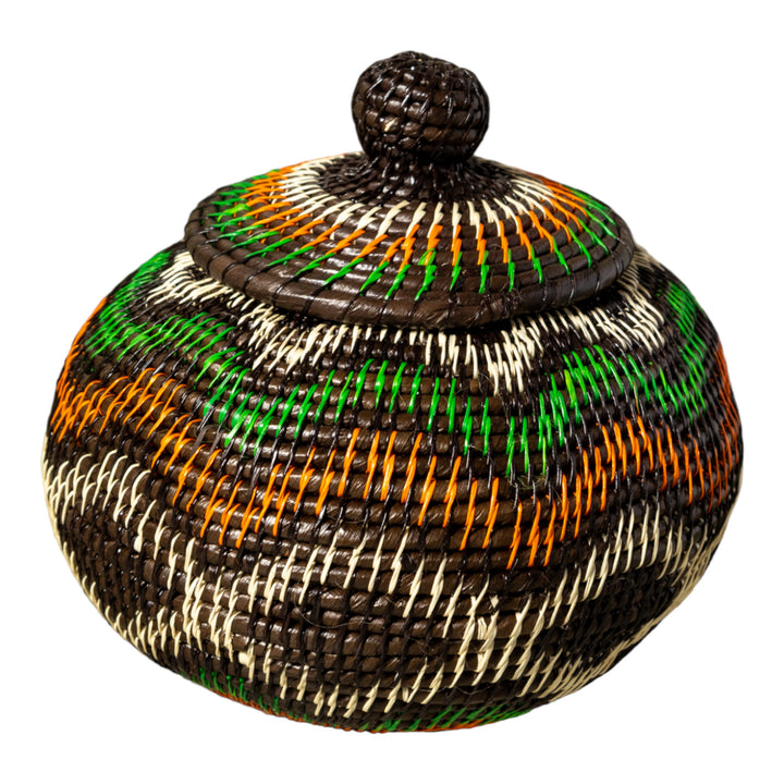 Coral Star Waves Woven Basket With Top