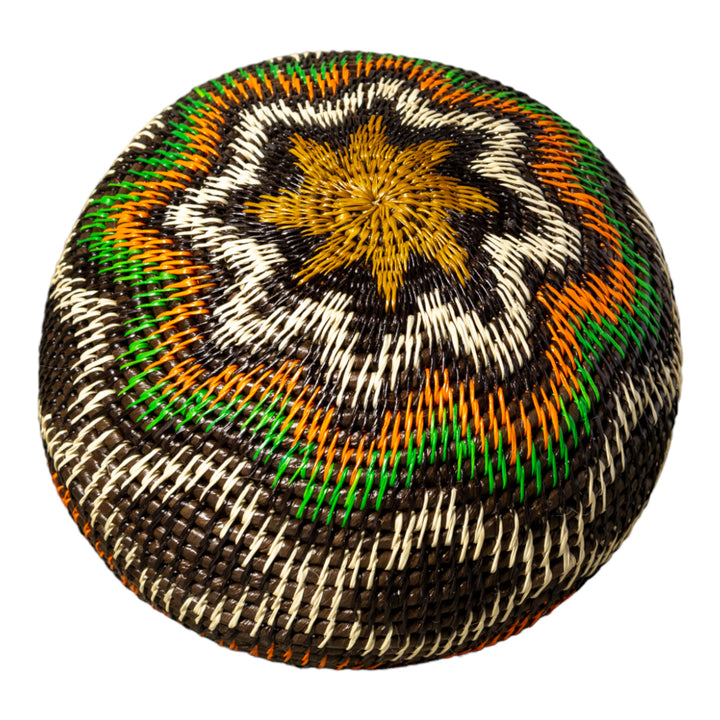 Coral Star Waves Woven Basket With Top