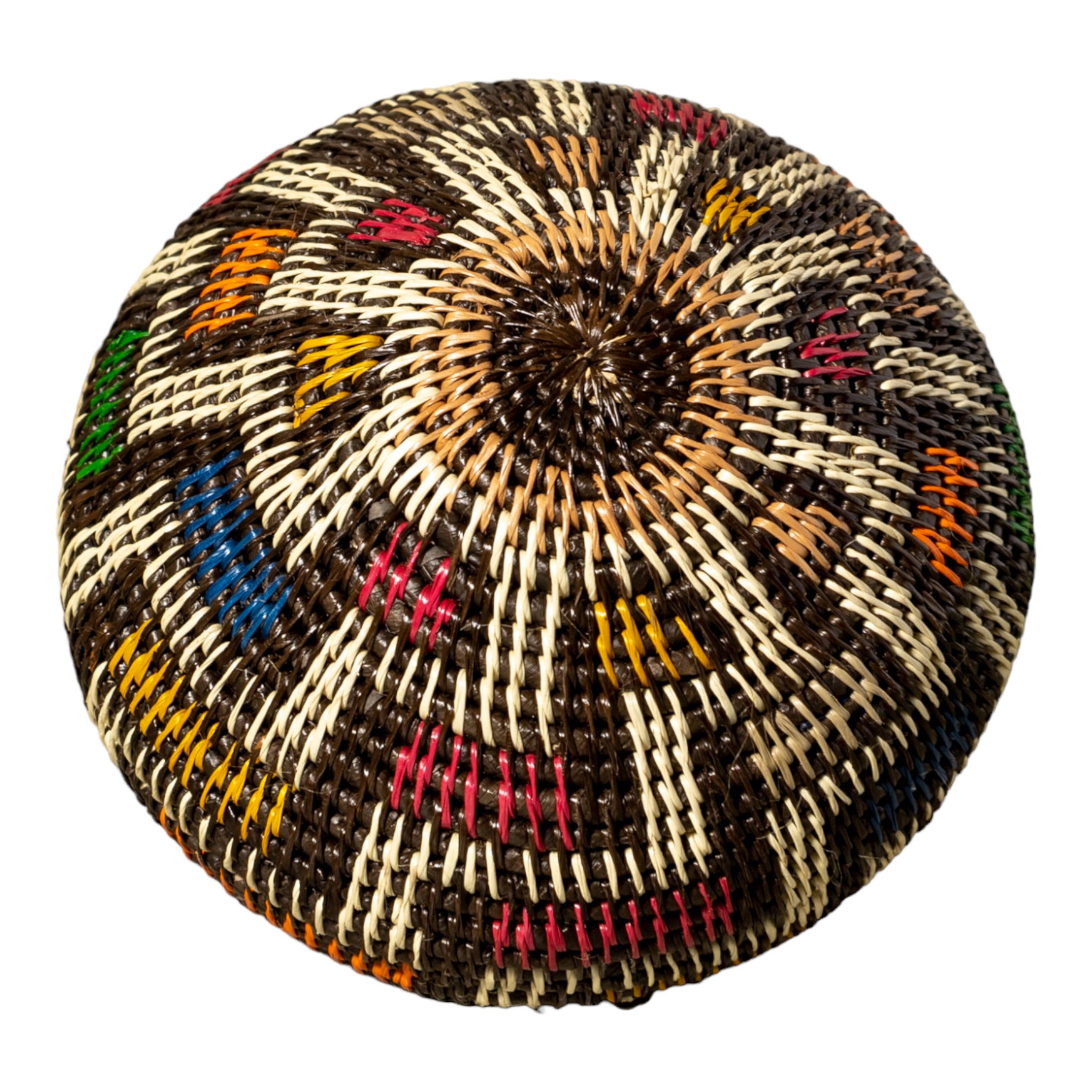 Rainbow Colors Woven Basket With Top