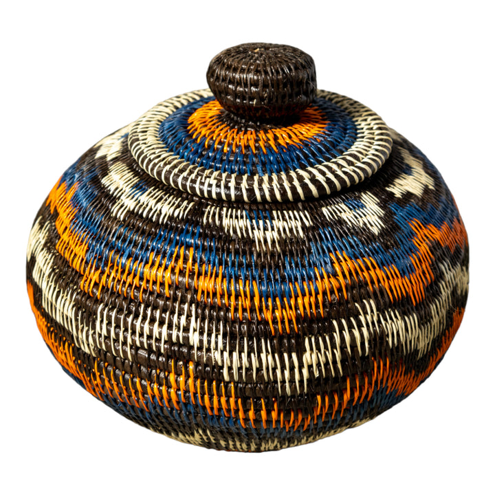 Orange Forest Fusion Woven Basket With Top