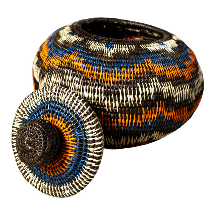 Orange Forest Fusion Woven Basket With Top
