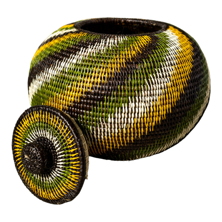 Jungle Rhapsody Woven Basket With Top
