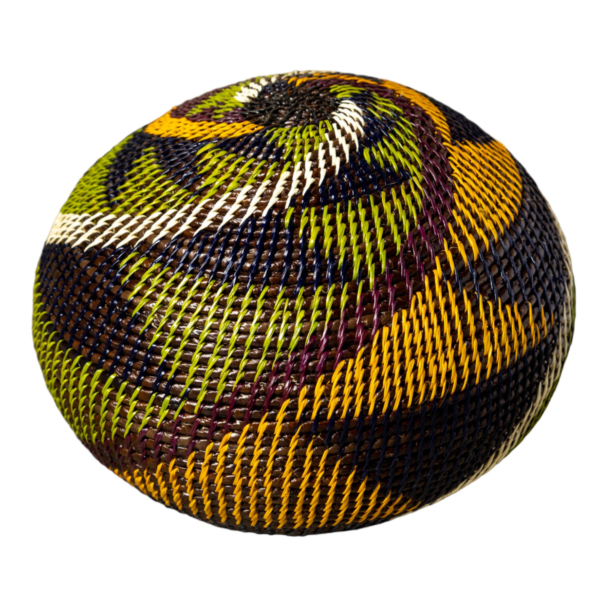 Green Swirl Woven Basket With Top