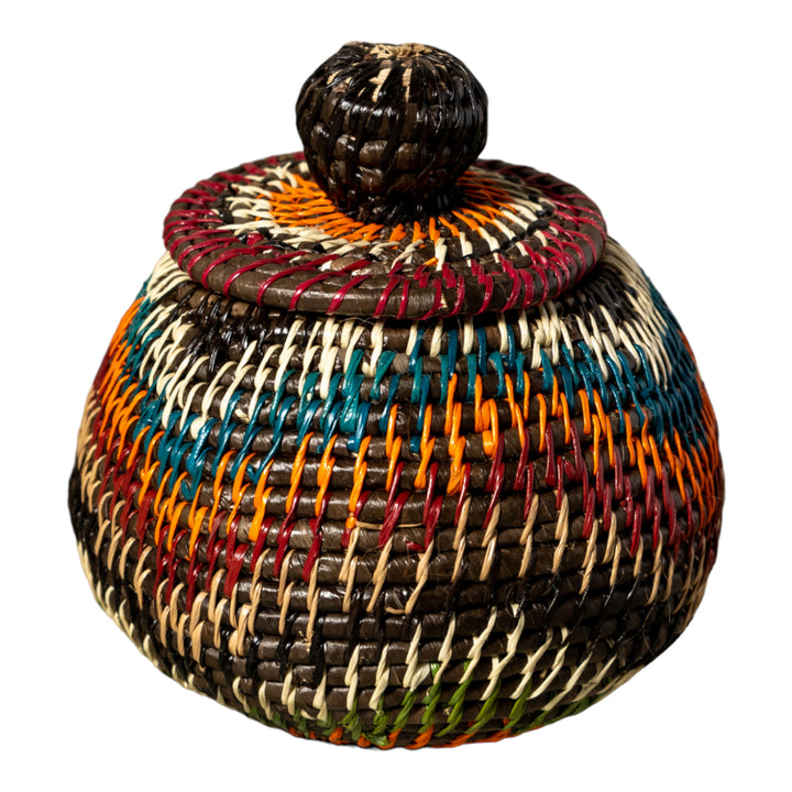 Orange Green Rainforest Serenity Woven Basket With Top