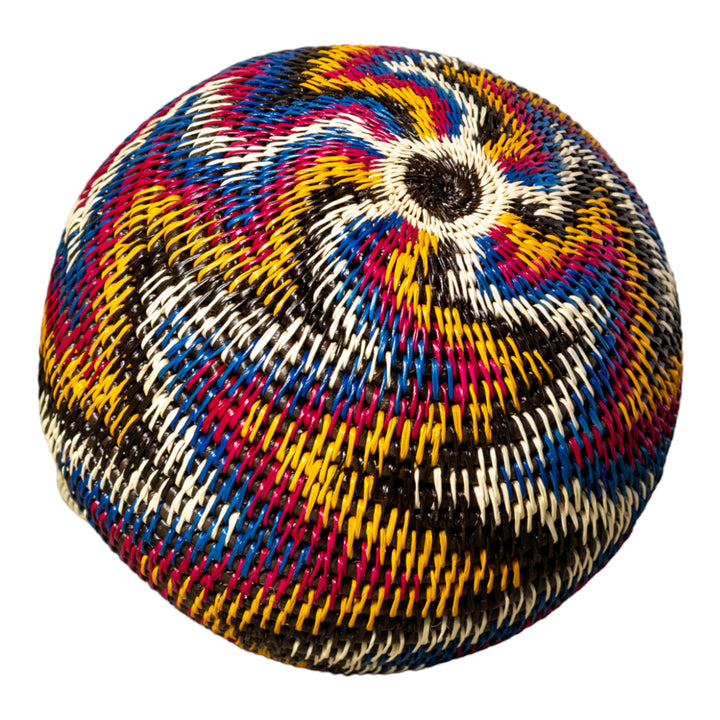 Rainbow Lightning Flash Woven Basket With Top