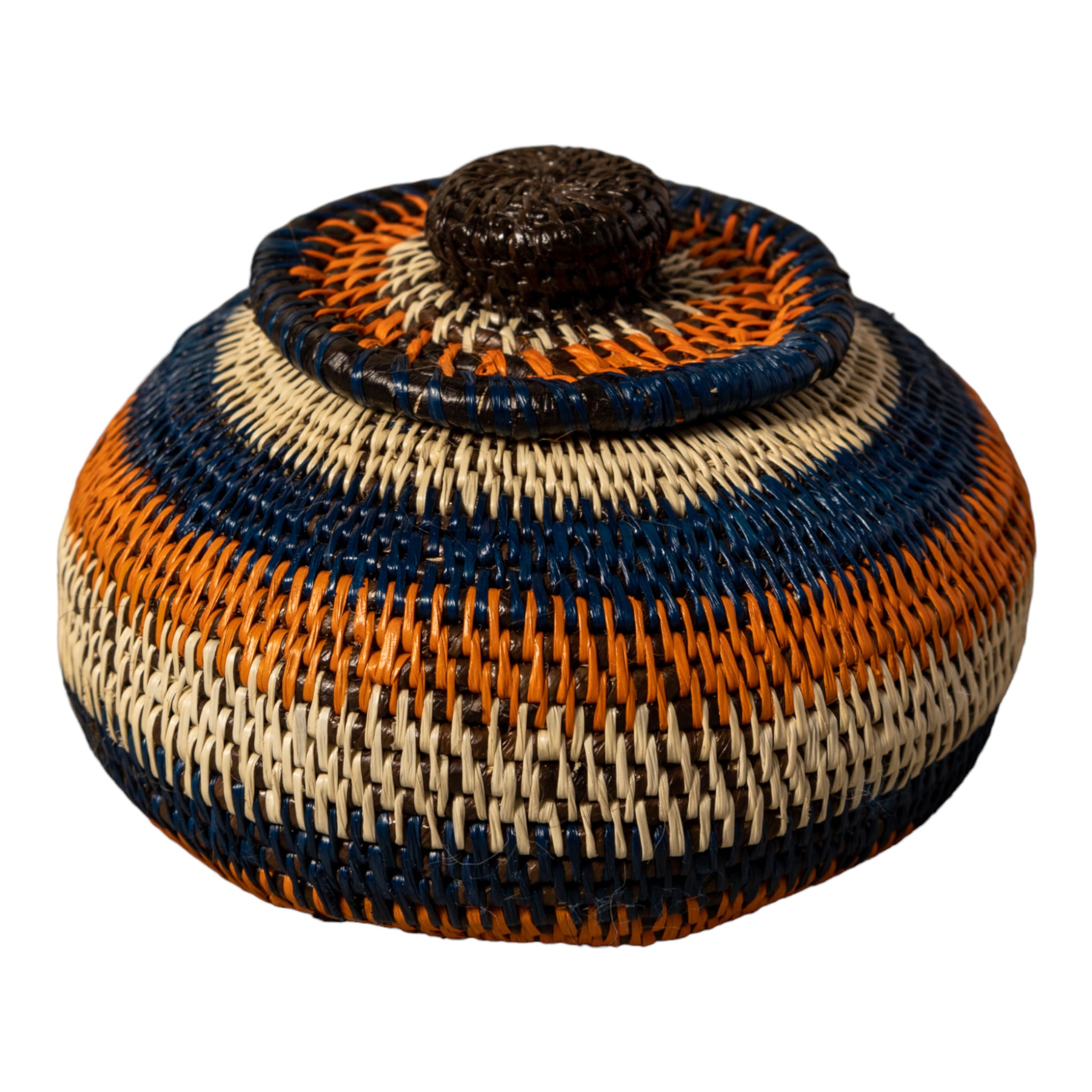 Orange Blue And White Rainforest Basket With Top