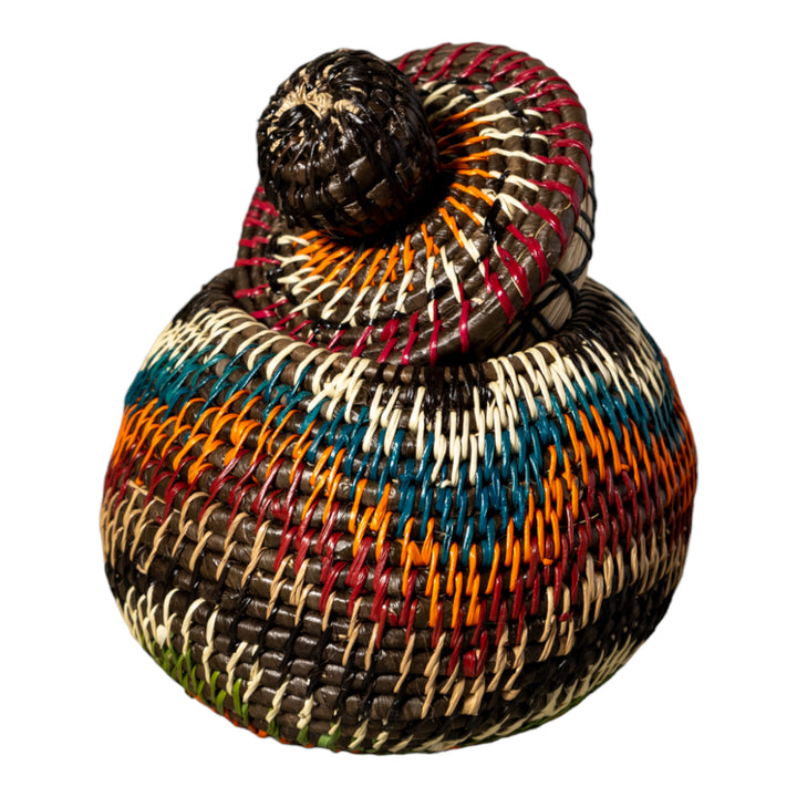 Orange Green Rainforest Serenity Woven Basket With Top