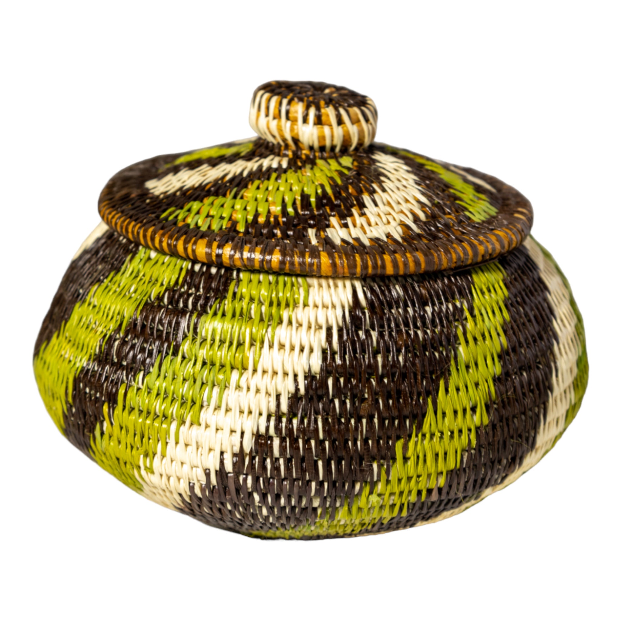 Green Forest Swirl Basket With Top