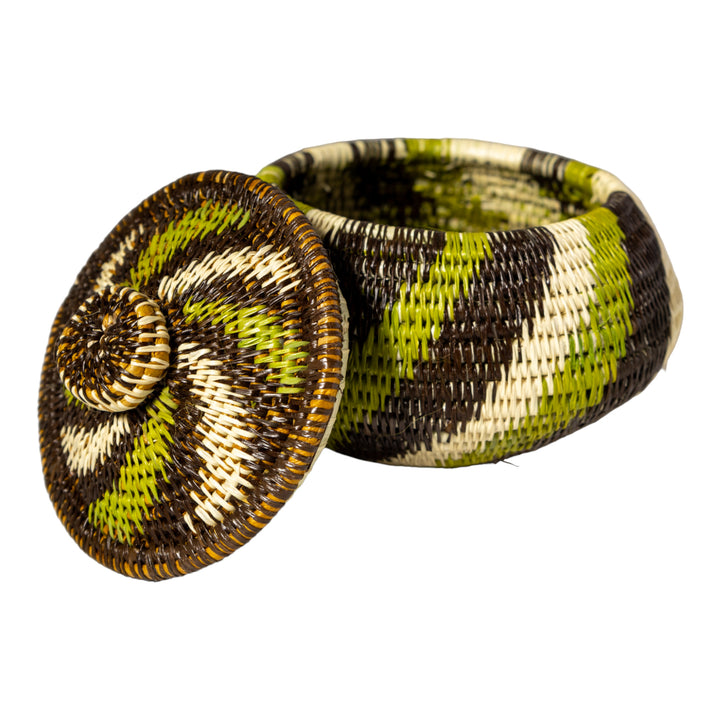 Green Forest Swirl Basket With Top