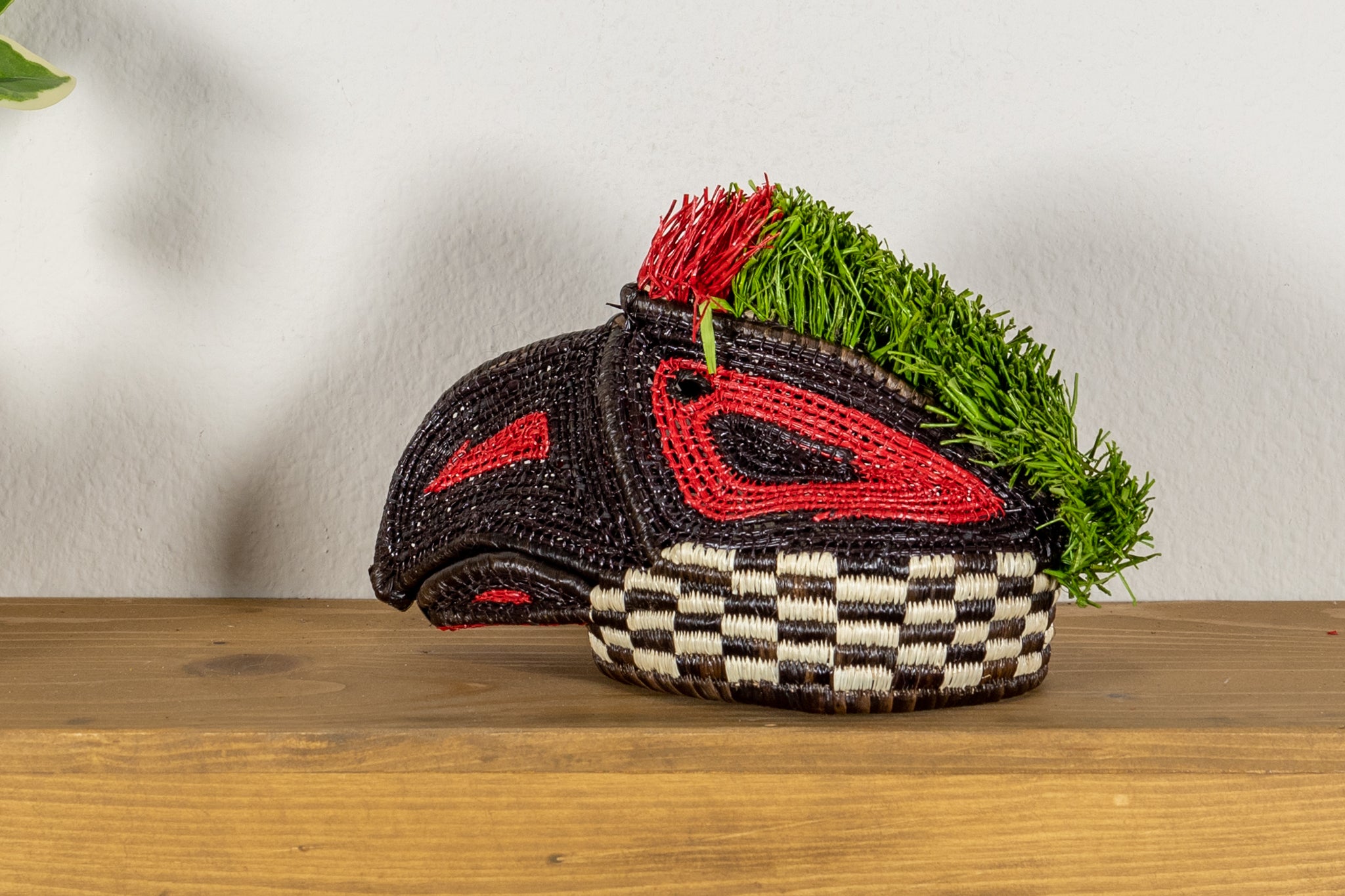 Red Green and Black Parrot Mask