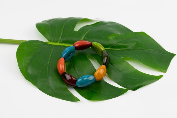 Hand Made Rainbow Tagua Nut Bracelet Ecuador