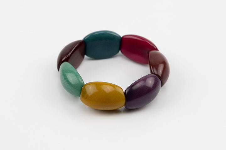 Hand Made Rainbow Tagua Nut Bracelet Ecuador