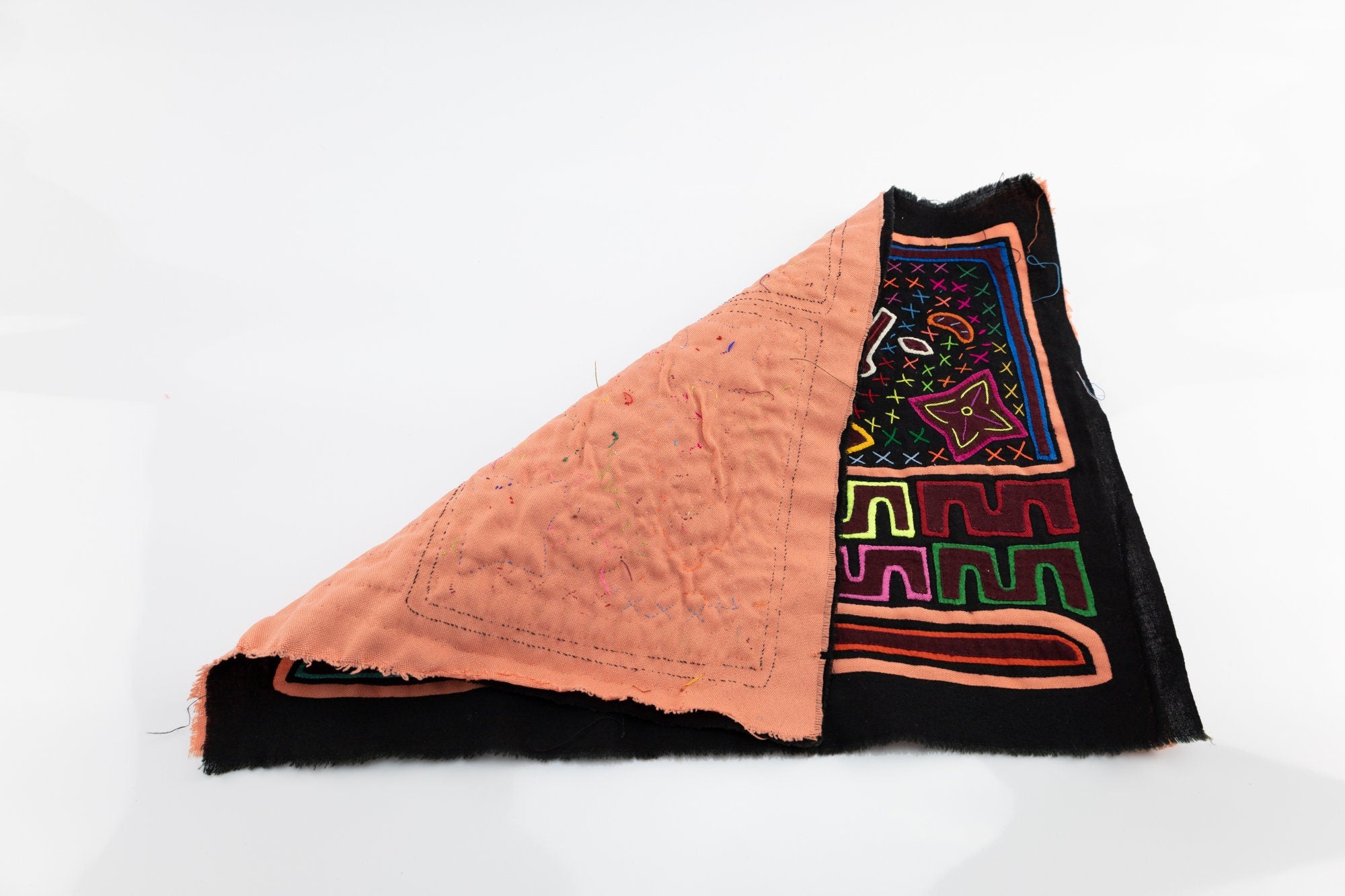 Hand Stitched Panama Mola Kite Textile art, Latin American wall art, Boho Wall Decor, Tapestry, Rainforest Decor, Geometric
