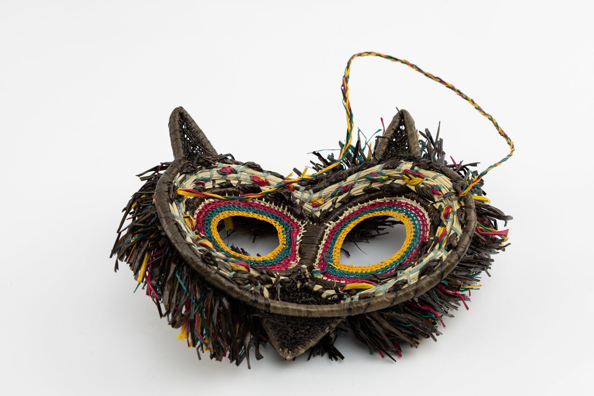 Hand Woven Owl Bird Mask Made By Wounaan And Emberá Panama Indians. Makes Great Wall Decor, Rainforest Art, Decorative Mask