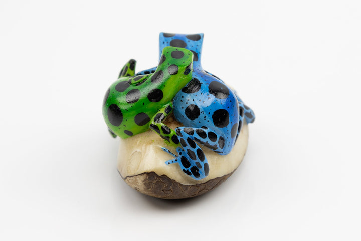 Hand Carved Poison Dart Frog Tagua Nut Made By Wounaan And Emberá Panama Indians. Animal Statue, Carving Miniature, Figurine, Decoration