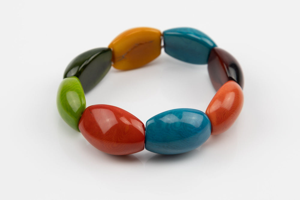 Hand Made Rainbow Tagua Nut Bracelet Ecuador