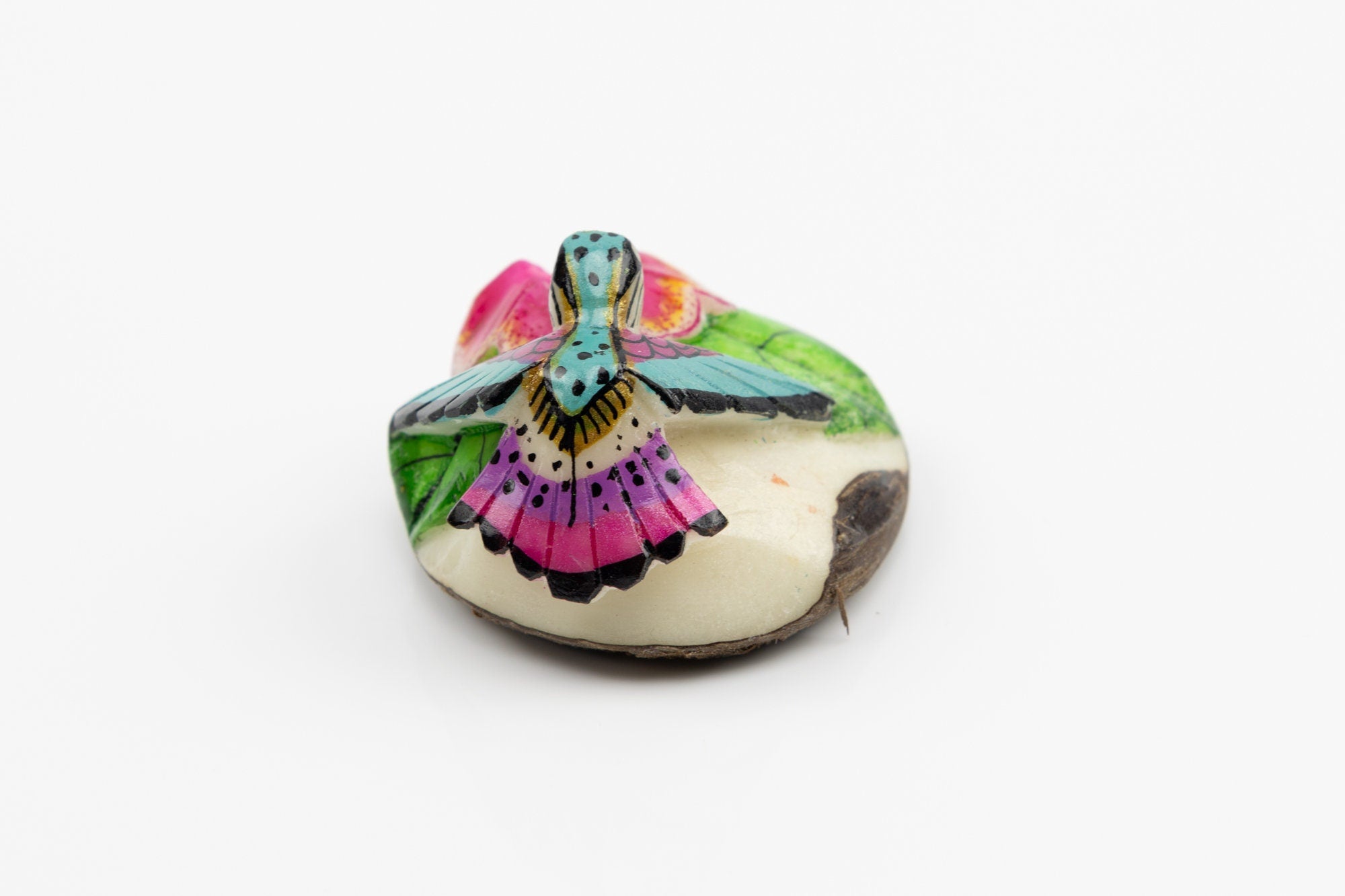 Hand Carved Hummingbird Tagua Nut Made By Wounaan And Emberá Panama Indians. Animal Statue, Vegetable Ivory, Carving Miniature, Figurine