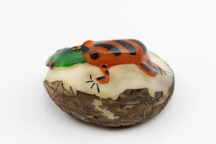 Hand Carved Poison Dart Frog Tagua Nut Made By Wounaan And Emberá Panama Indians. Animal Statue, Carving Miniature, Figurine, Decoration