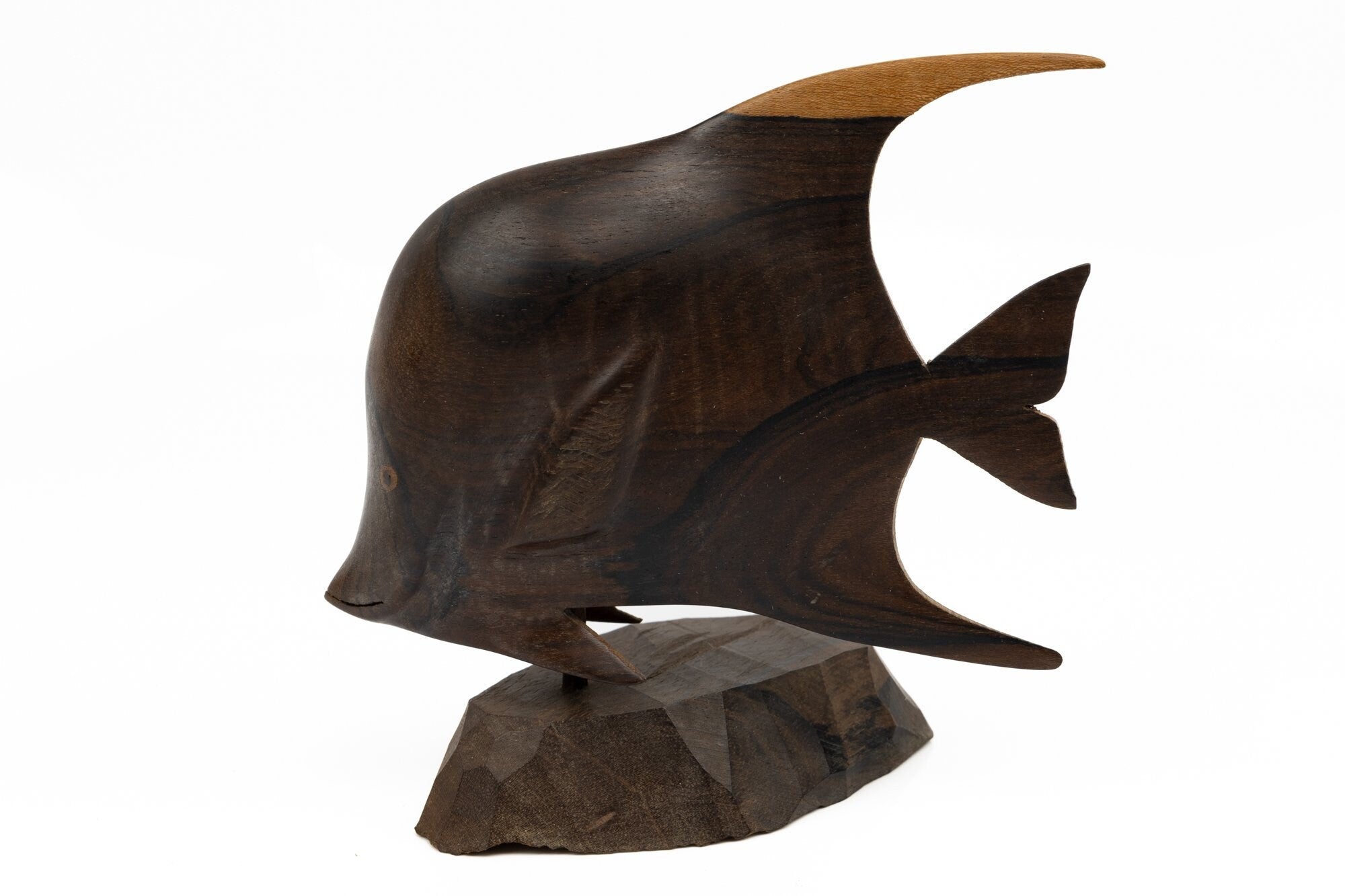 Tropical Fish Hand Carved Cocobolo Wood Sculpture Made By Indigenous Artisans