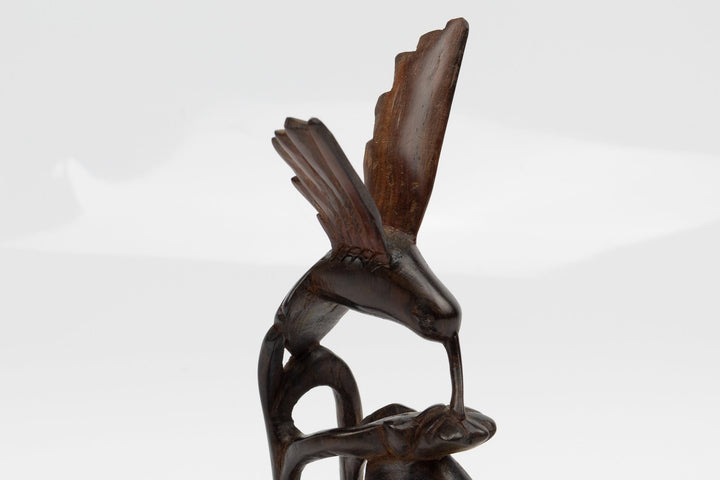 Hummingbird Hand Carved Cocobolo Wood Sculpture Made By Indigenous Artisans