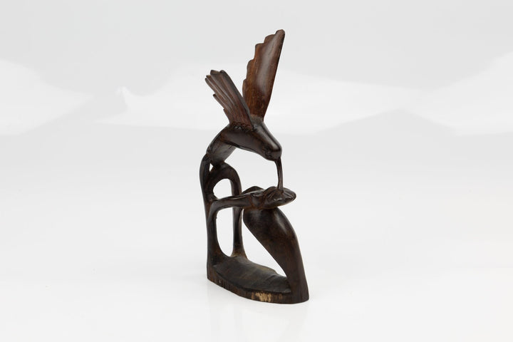 Hummingbird Hand Carved Cocobolo Wood Sculpture Made By Indigenous Artisans