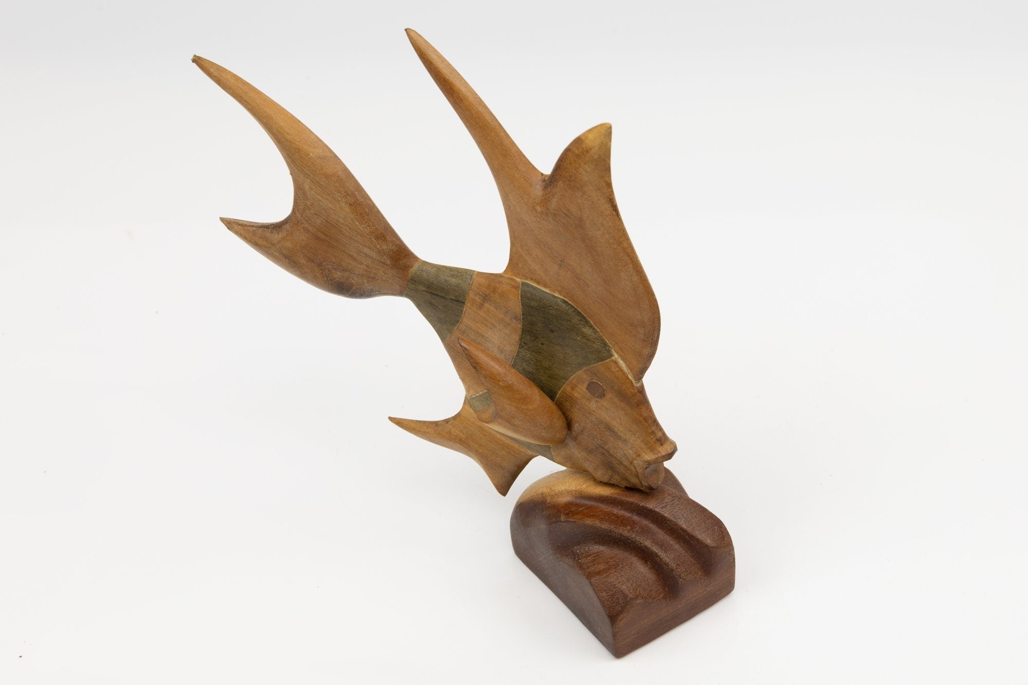 Tropical Fish Hand Carved Wood Sculpture Made By Indigenous Artisans