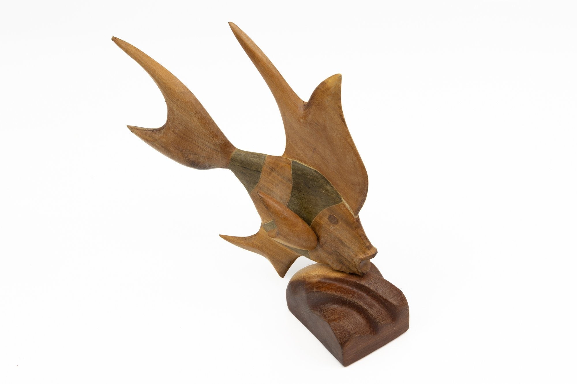 Tropical Fish Hand Carved Wood Sculpture Made By Indigenous Artisans